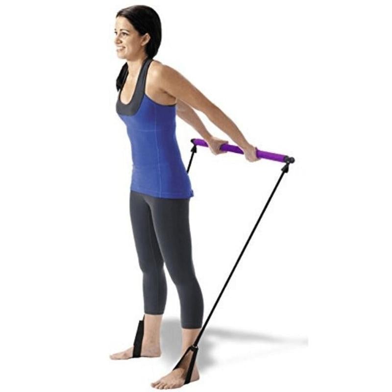 Pilates Stick Squat Training Bar with Bands